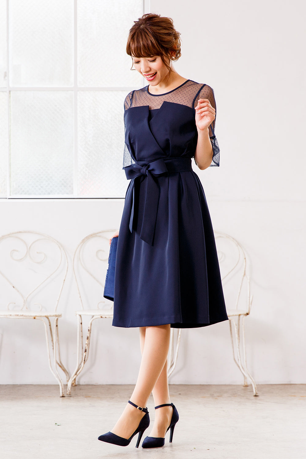 R'S GOWN ブラウジングドレス ネイビー S〜4L ラピス/ネイビー｜フォーシス アンド カンパニー